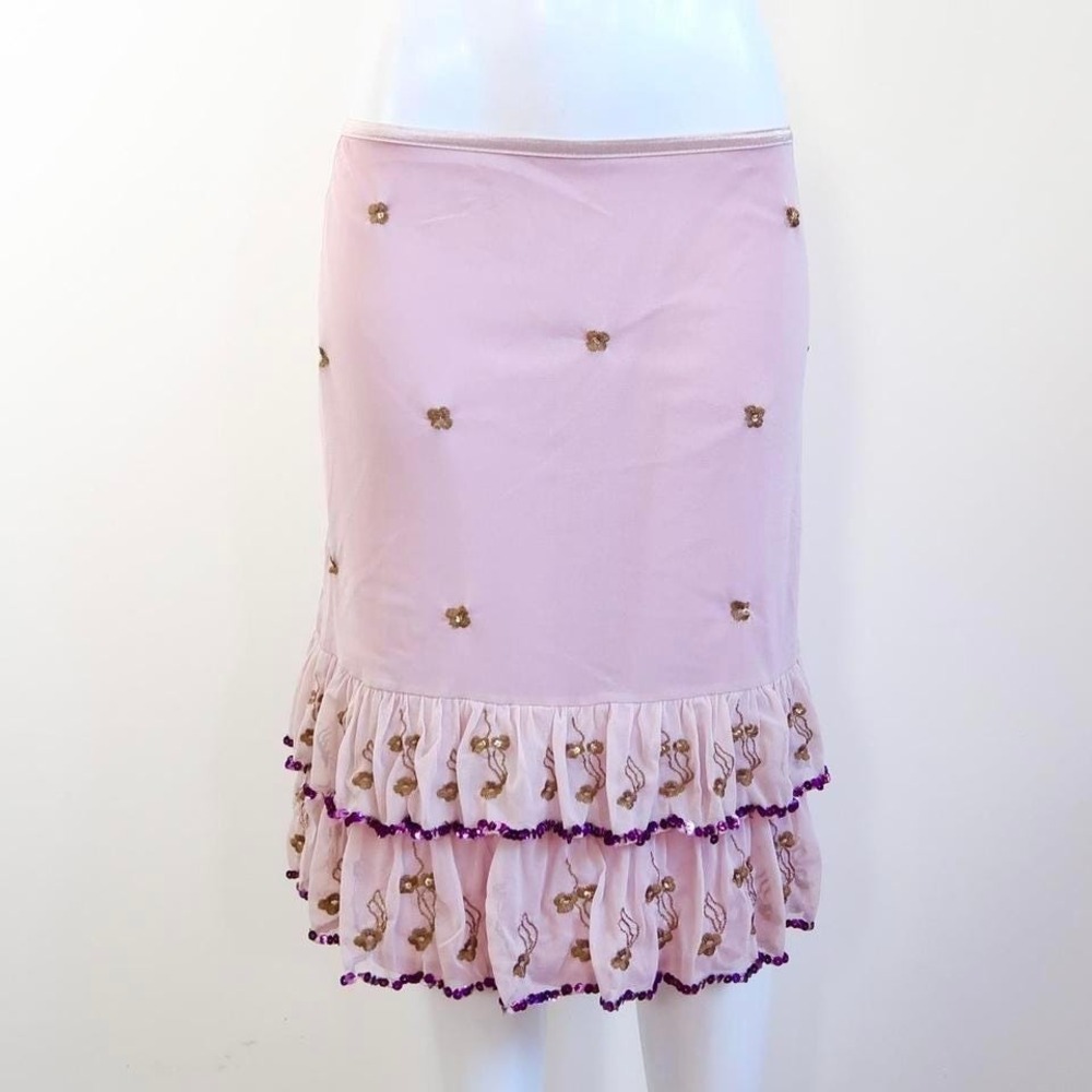 new york & company sequin ruffle mini skirt